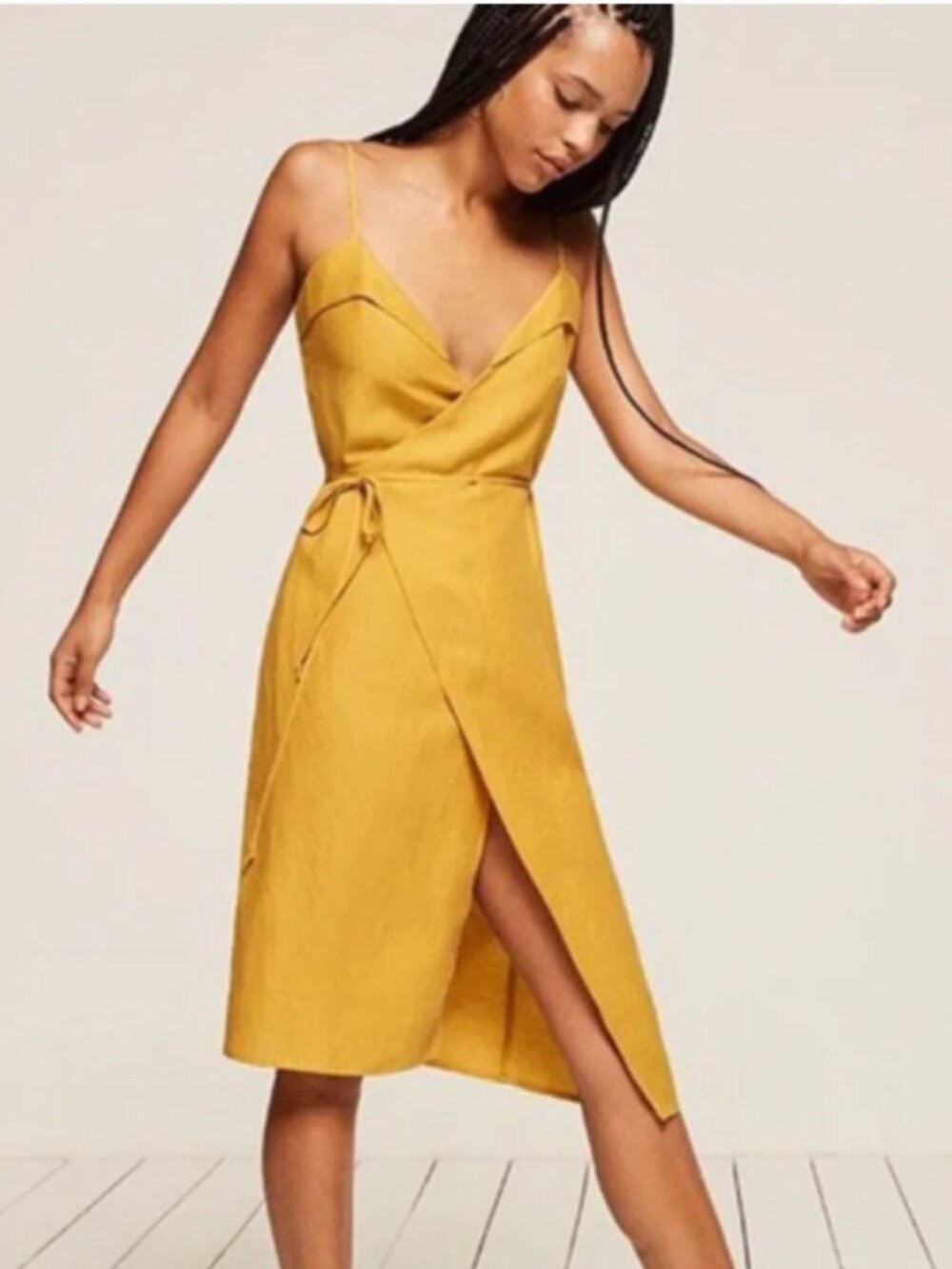 XS Reformation Wrap Linen Dress